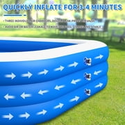 JXXRZ 120x69x25 Giant Inflatable PVC Rectangle Swimming Pool, Premium Family Pool for Indoor & Outdoor, Foldable with Mesh Support & Quick Drain