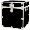 thumbnail image 1 of Rhino Trunk & Case Leather Embossed Vinyl Cube Trunk, College Chest, Home Storage, Dorm Seat, Lockable Student Footlocker, Strong Trunks, 1000+ Pounds Sitting Capacity 18"x18"x20" (Black), 1 of 4
