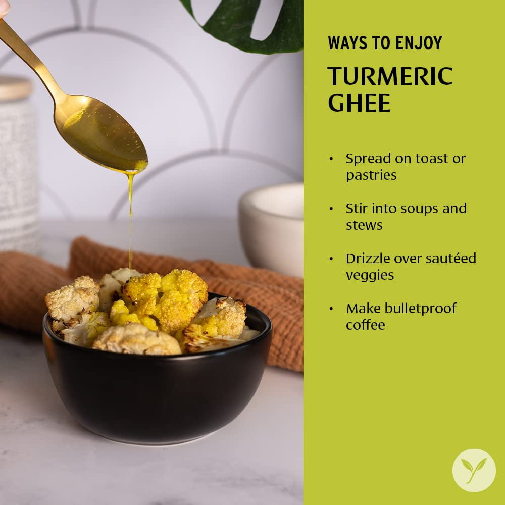 Banyan Botanicals Turmeric Ghee  Cultured Grass-Fed Organic Ghee (Clarified Butter) with Turmeric & Ginger  Oil & Butter Alternative for Cooking & Baking  5.65 oz  Non-GMO Gluten Free Vegetarian