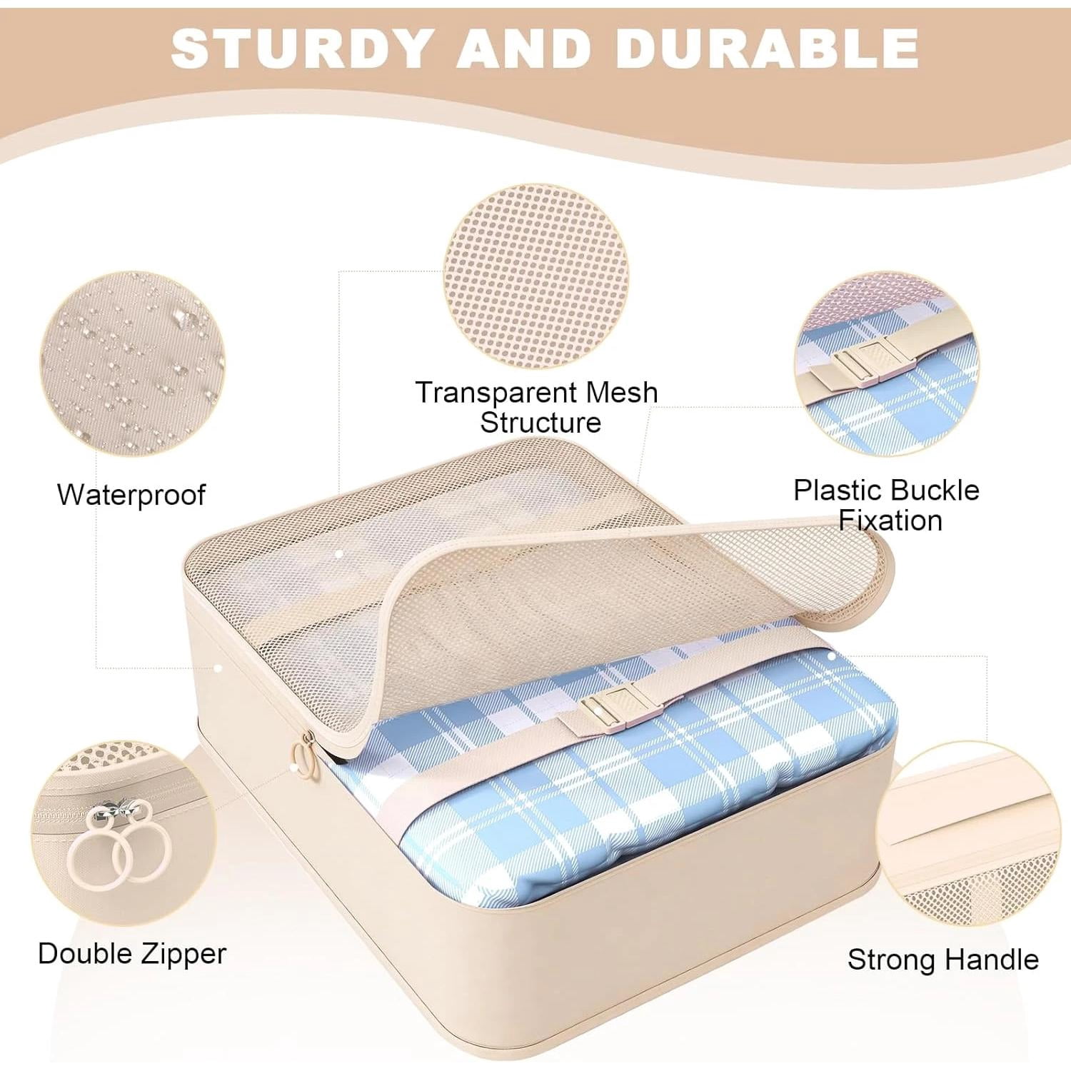 8 Set Packing Cubes for Travel,Suitcase Organizer Bags for Luggage with Shoe & H