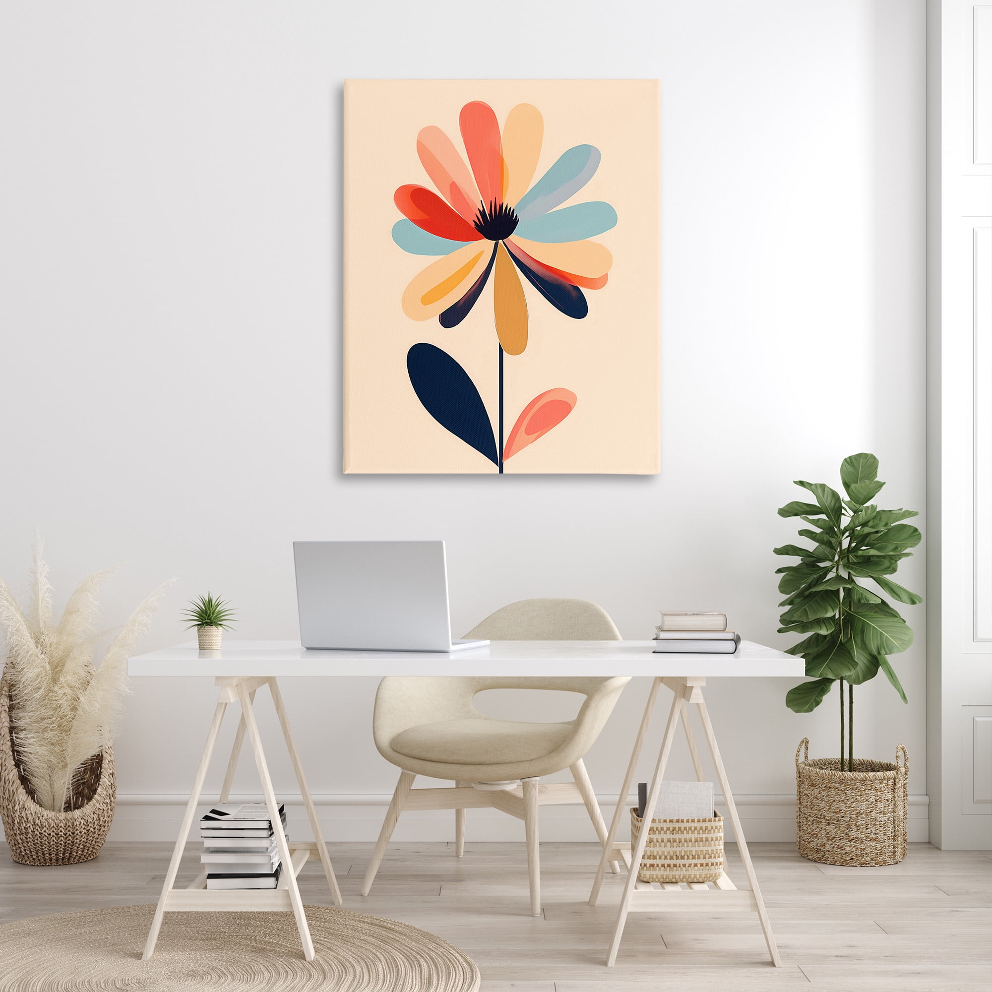 Stupell Industries Alternating Petals Flower Botanical & Floral Painting Gallery Wrapped Canvas Art Print Wall Art, 36 x 48