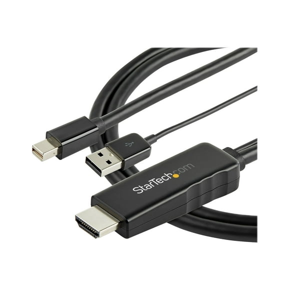 StarTech.com 3ft (1m) HDMI to Mini DisplayPort Cable 4K 30Hz, Active HDMI to mDP Adapter Converter Cable with Audio, USB Powered, Mac & Windows, HDMI Male to mDP Male Video Adapter Cable - HDMI to mDP Converter (HD2MDPMM1M) - Video / audio cable - HDMI, USB (power only) male to Mini DisplayPort male - 3.3 ft - black - 4K support