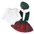 thumbnail image 3 of BULLPIANO Infant Baby Girl Christmas Derss Long Sleeve Romper Plaid Lace Dress with Hat Xmas Clothes Set, Size 0-3 Months, 3 of 7