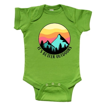 

Inktastic It s Better Outdoors Mountains at Sunset Gift Baby Boy or Baby Girl Bodysuit