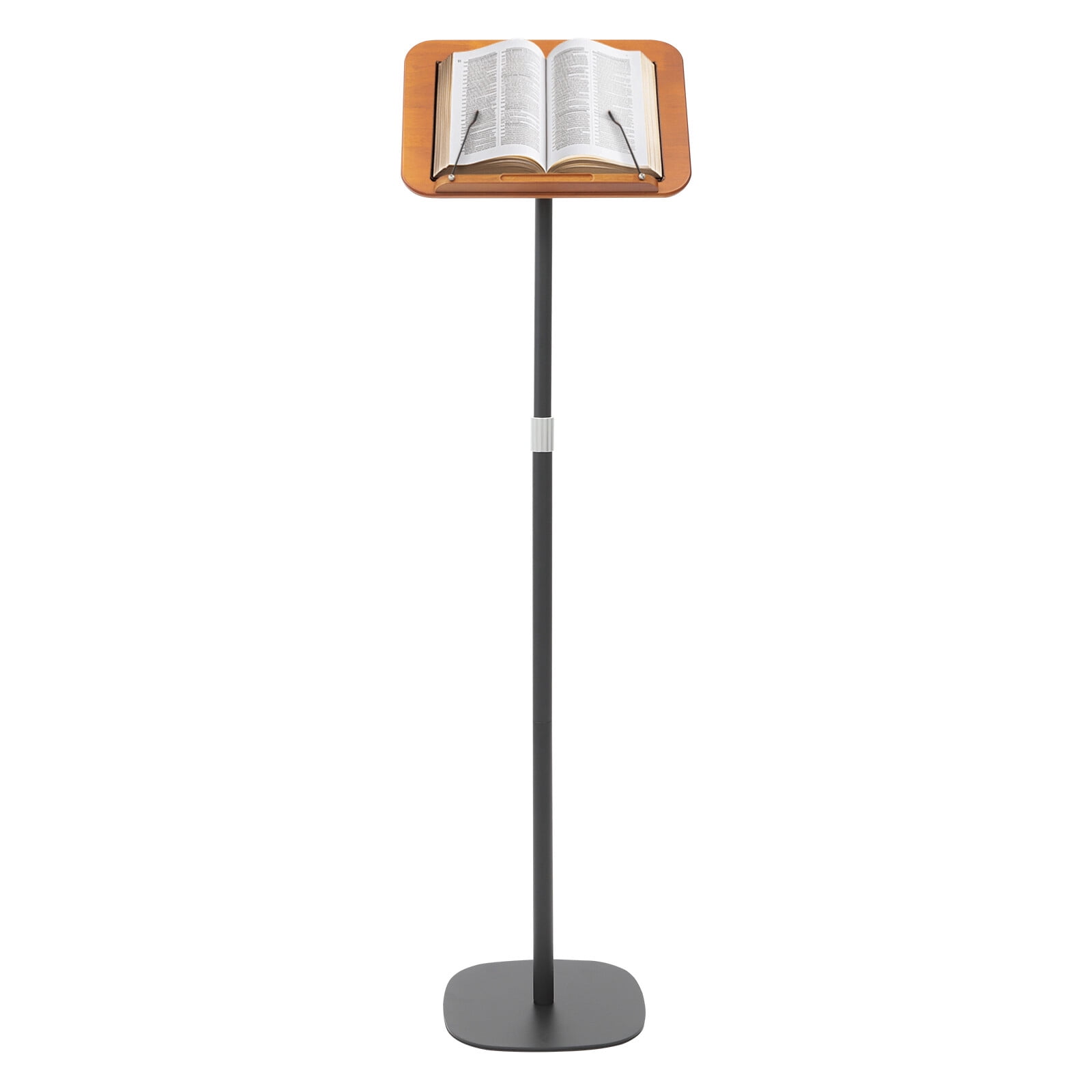 ToppiJoy Adjustable Floor Book Stand for Reading, Book Holder Stand Music Stand with Wooden Pad and Page Paper Clip (31.5-51.2in)
