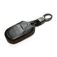 thumbnail image 2 of Vitodeco Genuine Leather Keyless Smart Key Fob Case Cover with Key Chain Compatible for Maserati Ghibli, Levante, Quattroporte (Light Button, Black), 2 of 6