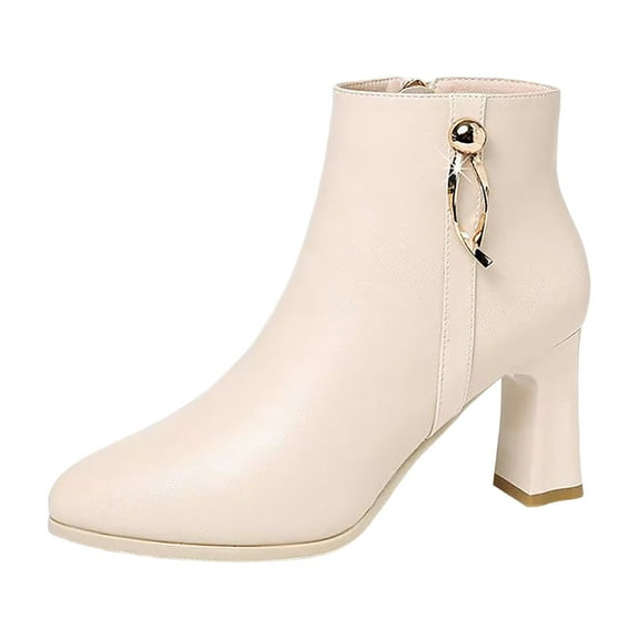 IUJSOY Fashion Dressy Ankle Boots for Women Comfy Pointed Toe High Heels Side Zipper Booties