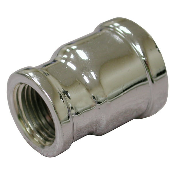 3/4" x 1/2" Chrome Plated Bronze Reducing Coupling, Lead Free,PartNo B50052LF Jo