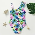 thumbnail image 4 of Girls One Piece Swimsuit Beach Bathing Suit Colorblock Cut Out Bikini Scoop Neck Swimsuit Halter Bathing Suits Beach Summer Swimwear For Toddler Girls Size 6-7, 4 of 7