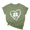 thumbnail image 2 of Cavosen St Patricks Day Ladies Blouses Short Sleeves Dressy Green Shamrock Heart Print Tops Round Neck Irish Holiday Shirts Festival T-Shirts Loose Summer Tees Plus Size 3XL, 2 of 5