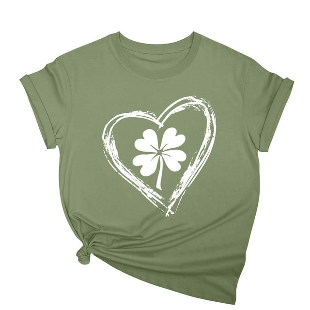 Timegard Chemises pour Femmes Imprimé Saint-Patrick Col Rond Manches Courtes T-Shirts Graphiques Décontractés Haut Mignon