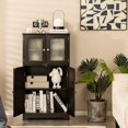 thumbnail image 5 of LOKO Tall Bathroom Cabinet, Modern Storage Organizer with Doors & Open Shelves, Wooden Floor Cabinet with Adjustable Shelves for Bathroom, Living Room or Kitchen (Grey), 5 of 18