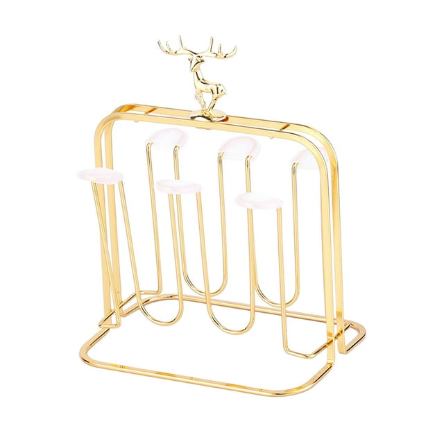 Iron Stylish Cup Mug Drying Rack Metal Countertop Cup Dryer Drainer Stand Square