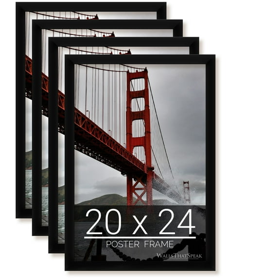 wallsthatspeak 20x24 Black Picture Frame for Puzzles Posters Photos or Artwork, Set of 4