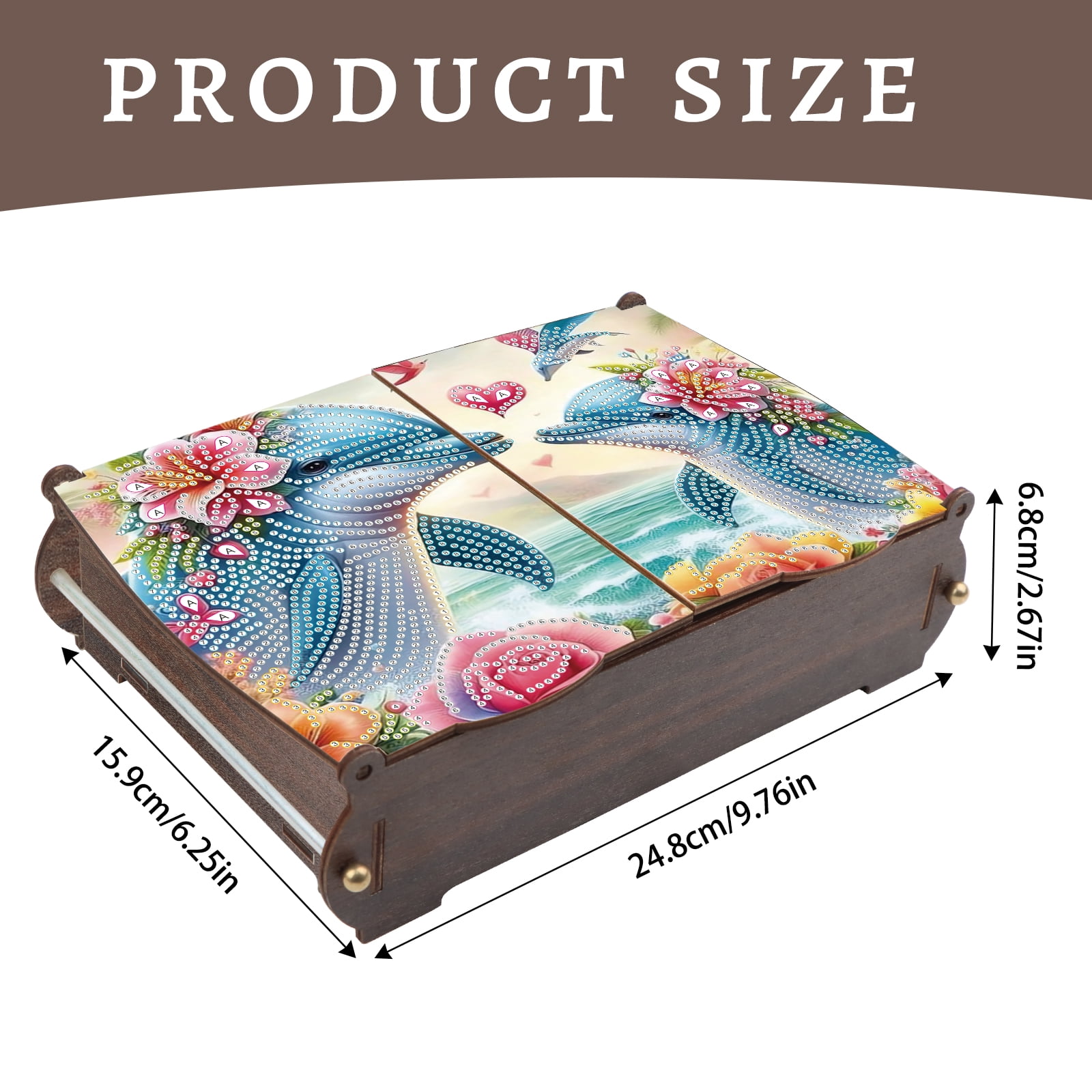 Diamond Painting Kit Storage Box, Floral Dolphin DIY Multi-Purpose Craft Storage Box, Ideal for Home Office Holiday Gifts