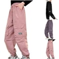 thumbnail image 4 of Odeerbi 8-14 Años Niñas Pantalones Cargo Deportes Pantalones Jogger Casual Color Sólido Pantalones de Pierna Recta, 4 of 4