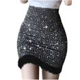 thumbnail image 2 of Wancir Women's Sequin Skirt Sparkle Stretchy Bodycon Mini Skirts Night Out Party, 2 of 7