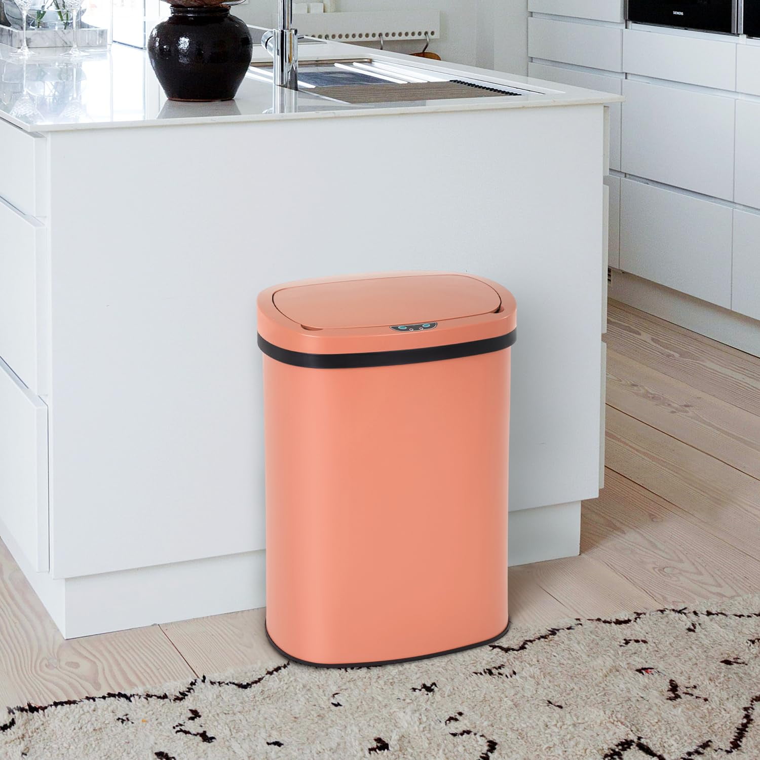PayLessHere 13Gal Touchless Trash Can - Stainless Steel Auto Lid for Kitchen, Pink
