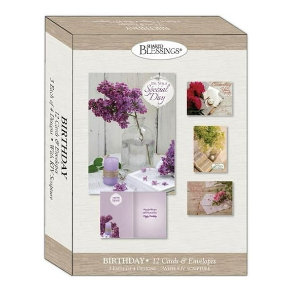 Floral Moments Birthday Shared Blessings Boxed Card - Box of 12