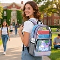 thumbnail image 2 of Xoenoiee Dolphin Cloud Print Clear Backpack for Girls 17 Inch Bookbags with Zipper Pocket, Lightweight Students School Bag Packs Satchel Laptop Bags Bookbag for Elementary Kindergarten, 2 of 7