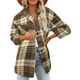 thumbnail image 1 of Chaquetas a cuadros de mujer Otoño e Invierno engrosamiento Casual suelta mujer manga larga solapa camisa con botones LC8511656 caqui L, 1 of 6