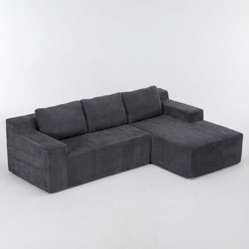 Corduroy Modular L Shaped Sectional Sofa,Luxury Floor Couch Set,Upholstered Indoor Furniture,Foam-Filled Compressed Sofa for Living Room,Bedroom,GREY&nbsp;