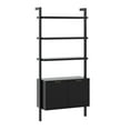 thumbnail image 6 of Nathan James Jasper 3-Shelf Solid Wood Boho Bookshelf, Wall Mounted Bookshelf with Cabinet with Fluted Doors, Black Oak, 6 of 6