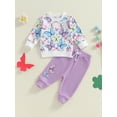 thumbnail image 5 of Aojekbee Baby Girl Fall Outfit Floral Print Long Sleeve Round Neck Pullover with Elastic Waist Pants 2 Pcs Set, 5 of 10