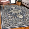 thumbnail image 3 of Vintage Decorative Rug, Nostalgic Oriental Look Floral Baroque Details and Ornaments Bohemian, Quality Carpet for Bedroom Dorm and Living Room, 6 Sizes, Navy Blue Pale Coffee, by Ambesonne, 3 of 4