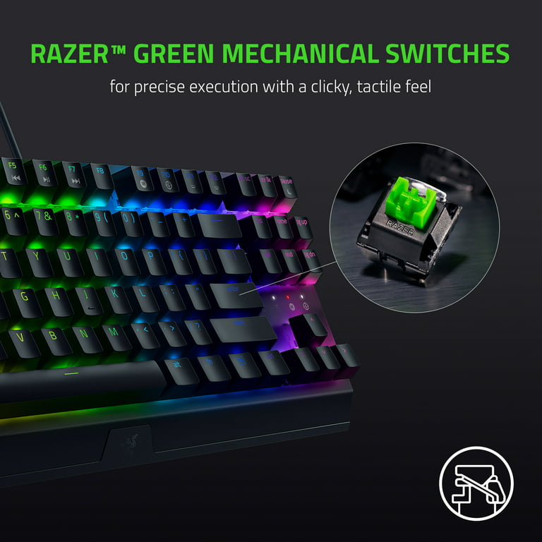  Razer BlackWidow V3 Mechanical Gaming Keyboard: Green  Mechanical Switches - Tactile & Clicky - Chroma RGB Lighting - Compact Form  Factor - Programmable Macro Functionality - Classic Black : Video Games