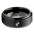 thumbnail image 2 of Tungsten Queen Princess Royalty Crown Monarch Band Ring 8mm Men Women Comfort Fit Black Step Bevel Edge Brushed Polished, 2 of 4