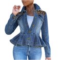 thumbnail image 1 of Moda mujer manga larga Tops prendas de vestir vaquero cuello vuelto chaqueta abrigo Pompotops  gfhjh14042, 1 of 6