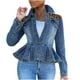 thumbnail image 1 of Moda mujer manga larga Tops prendas de vestir vaquero cuello vuelto chaqueta abrigo Pompotops  gfhjh14042, 1 of 6