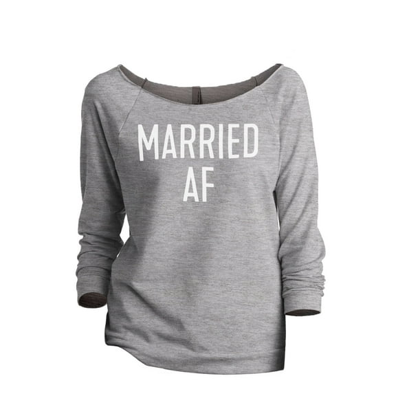 Thread Tank Married AF Women's Slouchy 3/4 Sleeves Raglan Sweatshirt Sport Grey Small