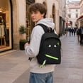 thumbnail image 3 of Funny Black Nylon Cartoon Backpack, Anime Eyes Design Lightweight School Bag with Neon Accents, Back to School Christmas Birthday Gifts, 3 of 5