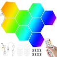 thumbnail image 1 of PENGXIANG 10 Pcs Hexagon LED Lights Modular DIY Hexagon Wall Light APP and Remote Control Smart RGB Gaming Light Music Sync Hexagon LED Panel USB LED Wall Lights for Gaming Setup Bedroom, 1 of 7
