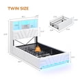 thumbnail image 2 of Twin Gaming Bed Frames with 4 Drawers and Storage Headboard, Faux Leather Upholstered Platform Beds with RGB LED Lights & Charging Station, Esports-Style Twin Bed Frame, White, 2 of 9