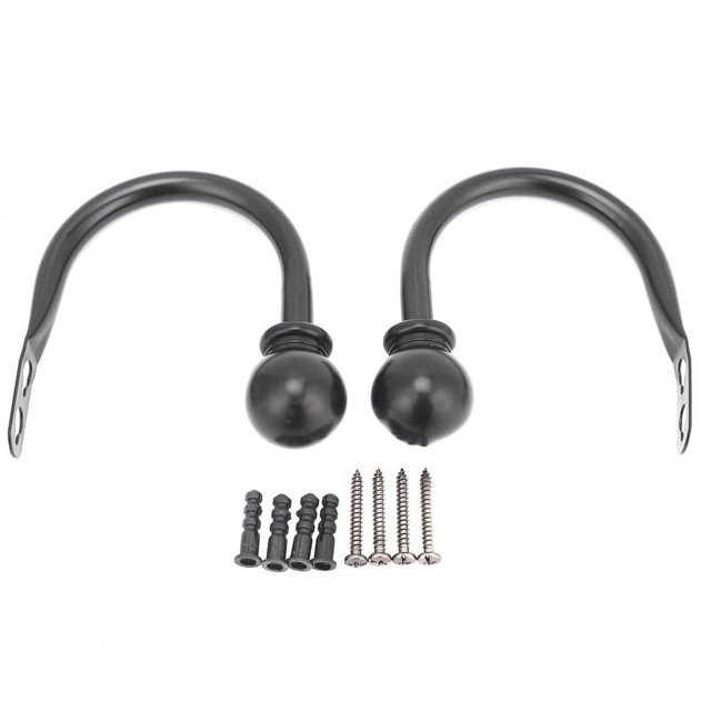 Juego de 2 soportes decorativos de metal para cortinas, color negro