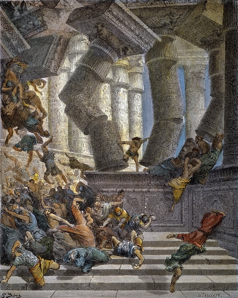 Death Of Samson N(Judges 1630) Color Engraving After Gustave Dor Rolled ...