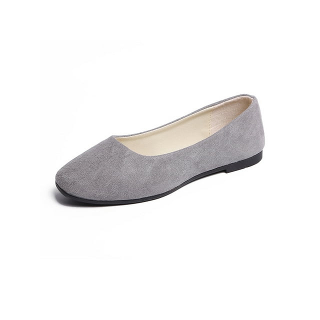 MAWCLOS Chaussures Décontractées pour Femmes Chaussures de Marche Confort à Enfiler Ballerines Mode Bout Carré Ballerine de Soirée Gris 7