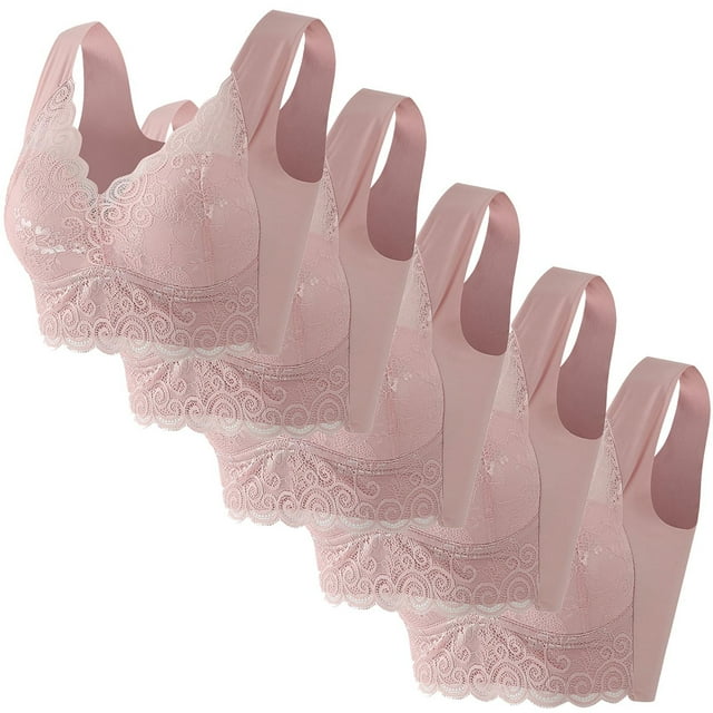 5-Piece Women's Lace Strap Wrap Plus Size Bandeau Bra Set
