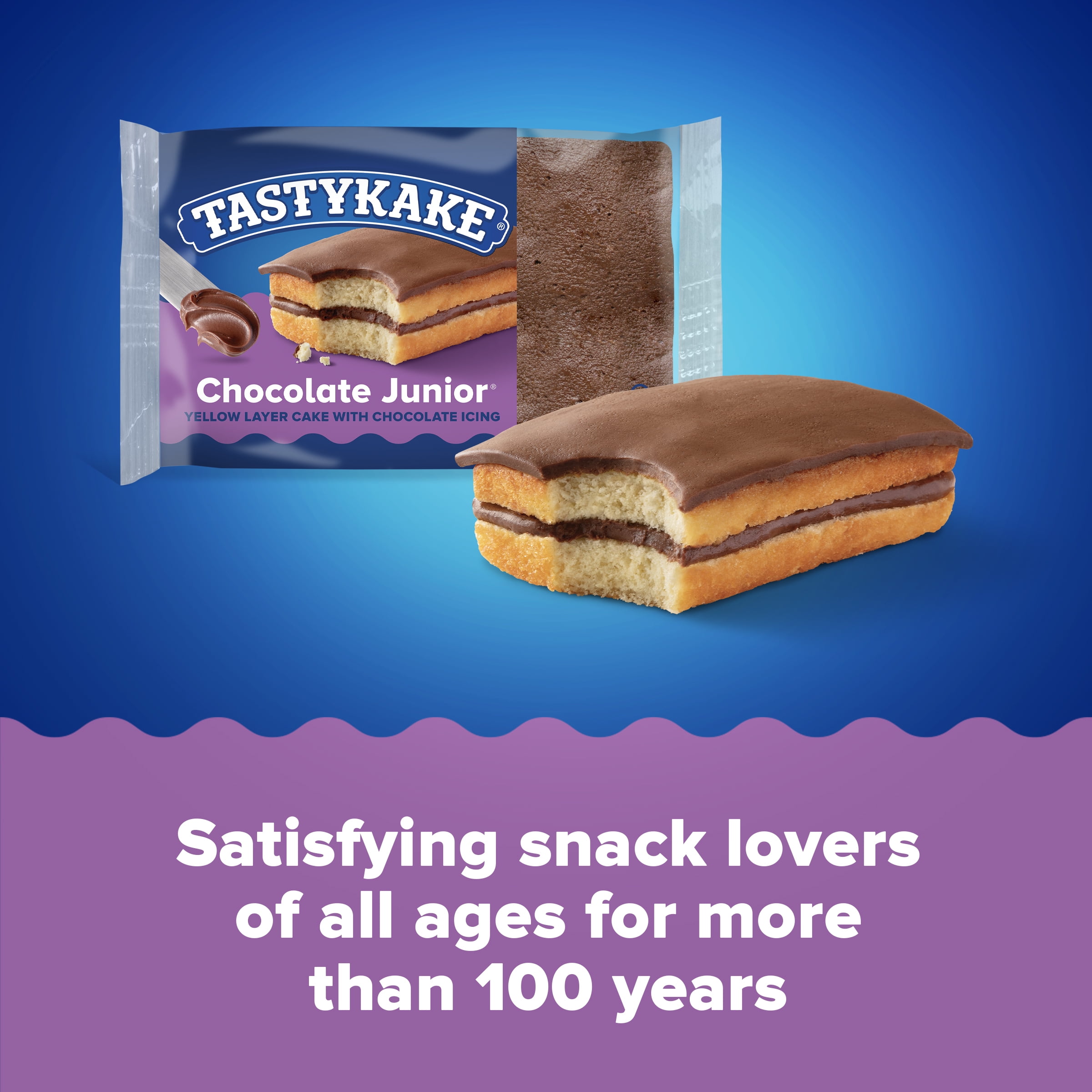 Tastykake Chocolate Juniors, Individually Wrapped Snack Cake, 3 oz, Shelf-Stable