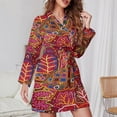 thumbnail image 3 of Mola De Panama Turtle Night Robe Long Sleeve V Neck Robe With Belt Women's Sleepwear Dresses, 3 of 9