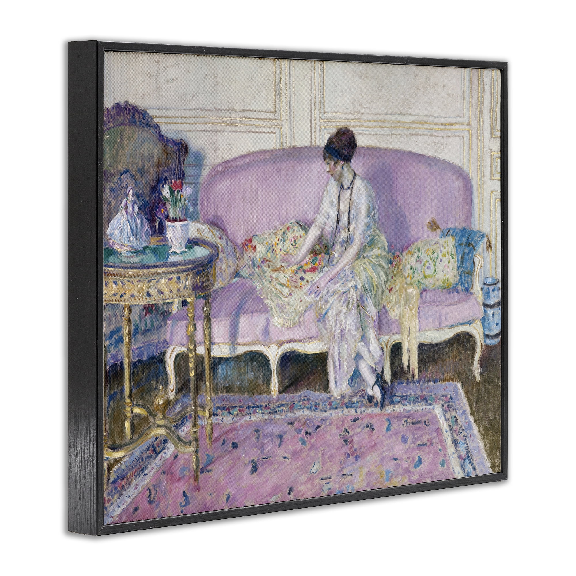 Woman Seated on Sofa Black Framed Giclee Art, design by Wild Apple Portfolio