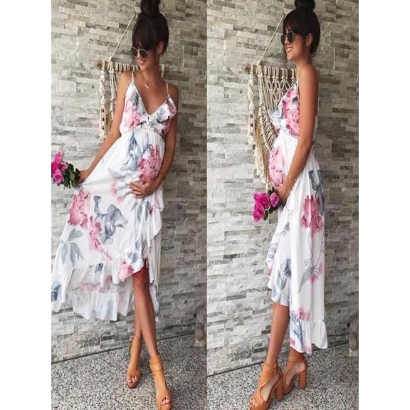 Viikei Pregnant Tops Clearances Pregnant Dresses for Women Maternity Clothes for Women Plus Size Fashion Mother Casual Floral Falbala Pregnant Dress for Clothes