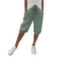 thumbnail image 3 of Jxximdong Cargo Pants for Women, Knee Length Short Pants Ladies Loose Drawstring Casual Solid Color Shorts, Green Womens Casual Trousers, 3 of 8