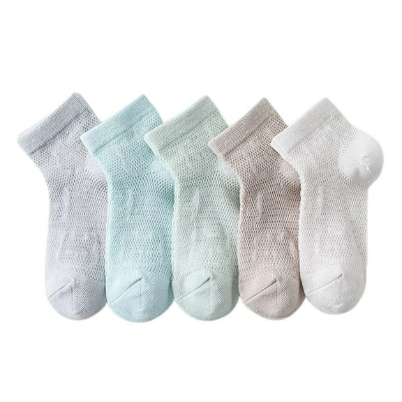 Krdevn Baby Socks - Kids Socks Lightweight Short Socks for Boys and Girls for Wear Cute Bear Design and Breathable Mesh 5 Packs - Socks for Baby Girl,Color:Sky Blue,Size:3-5 Years
