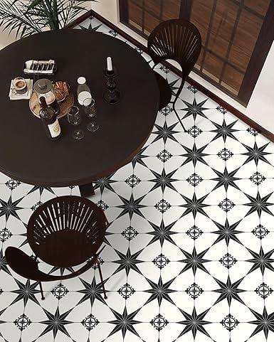 MORCART 7.87" x 7.87" Peel and Stick Floor Tile, 20 PCS Self-Adhesive DIY Vinyl Flooring for Renters, Removable and Waterproof Tile Sticker for Bathroom, Kitchen, Staircase (Black Stellar)