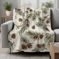 thumbnail image 2 of Sage Green Christmas Blanket Soft Cozy Warm Throw Blanket for Couch, Plush Fuzzy Flannel Fleece Blankets for Sofa, Rustic Pine Cones Xmas Botanical Bed Blankets Lightweight Gifts for Women, 50"x60", 2 of 9