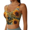 thumbnail image 2 of Gukieu Sunflower Field Art Print Women's Sports Vest, Low-neck U-shaped Removable Pad Sports Bra for Yoga, Exercise, Dance-Medium, 2 of 8